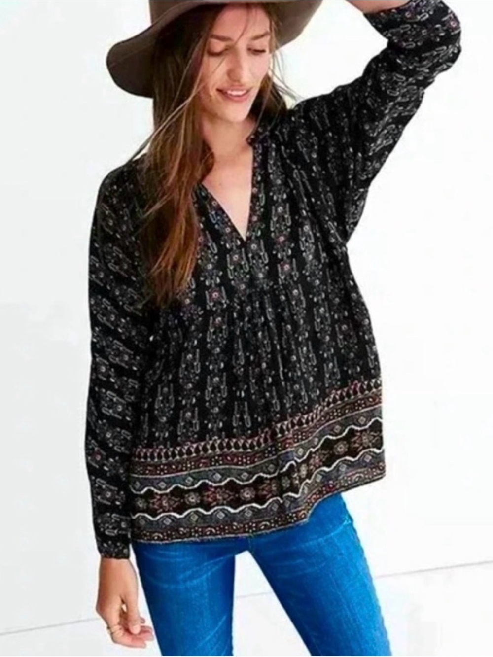 Madewell Silk Bohème Popover in Burnished Floral Size Small